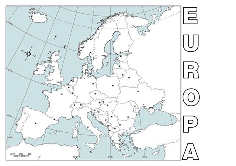 Mapa político mudo de Europa para imprimir en DIN A4 Education