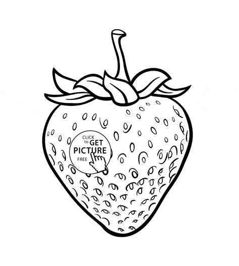 Fruit Coloring Strawberry Pages Clipart Drawing Outline Small Kids