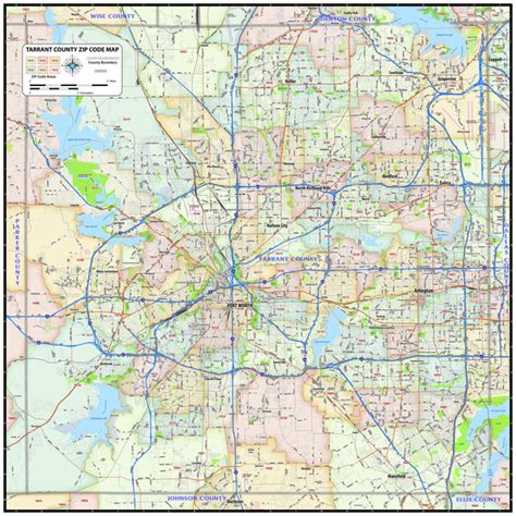 Tarrant County Zip Code Map Texas Map Store