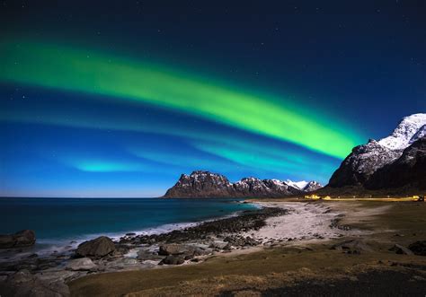 Lofoten Islands Norway Norwegian Sea The Northern Lights Sky