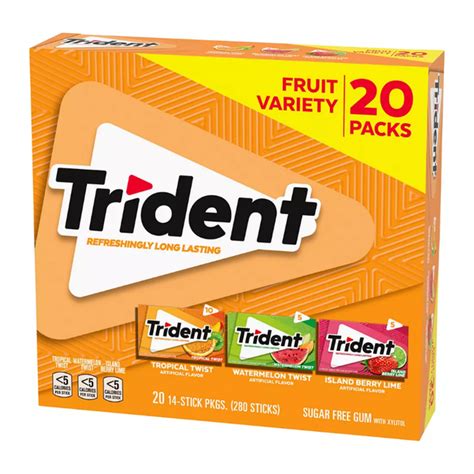 Trident Fruit Variety Pack Sugar Free Gum 20 Pk Openbax