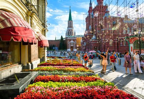 Flower Festival Near Red Square And Moscow Kremlin Russia Editorial