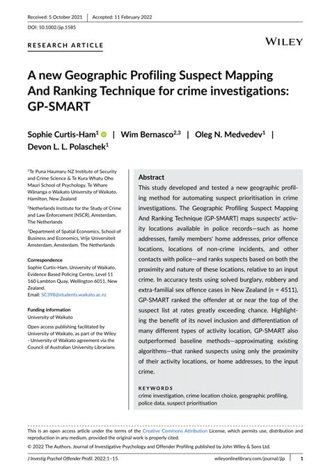Pdf A New Geographic Profiling Suspect Mapping And Ranking Technique