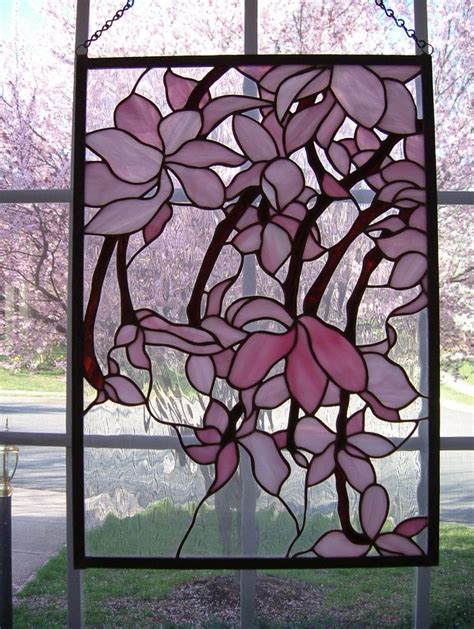 Stained Glass Pink Flowers Stained Glass Art Stained Glass Flowers