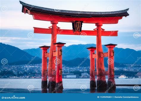 The Floating Torii Gate At Blue Hour Miyajima Island Hiroshima Japan