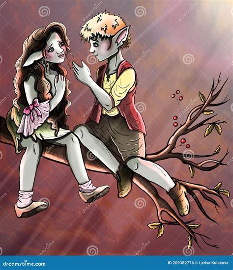 Cartoon Kind Characters In Full Growth Magic Couple Romantic Of Cute