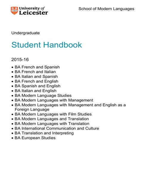 Student Handbook University Of Leicester