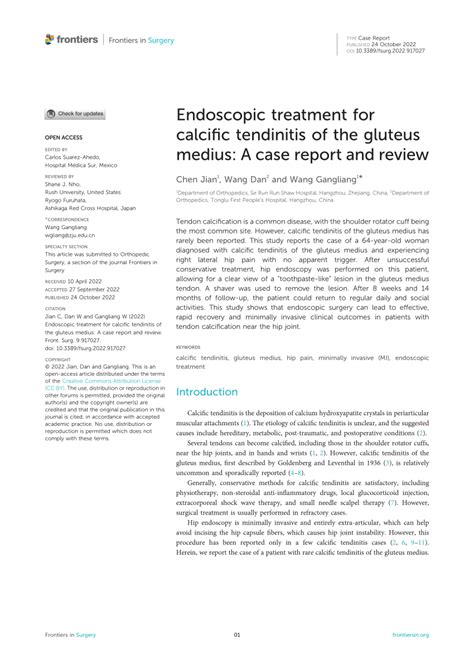 PDF Endoscopic Treatment For Calcific Tendinitis Of The Gluteus