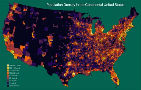 population density map of america world map