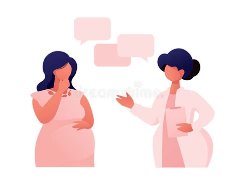 Pregnant Girl At Doctor Checkup And Consultation Stock Vector