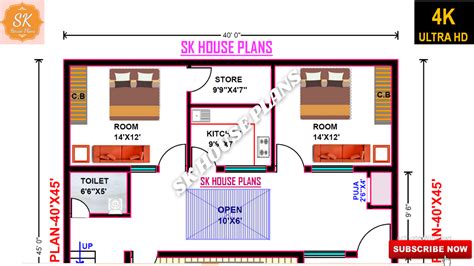 Latest House Plan 40 X 45 1800 Sqft 200 Sqyds 167 Sqm 200