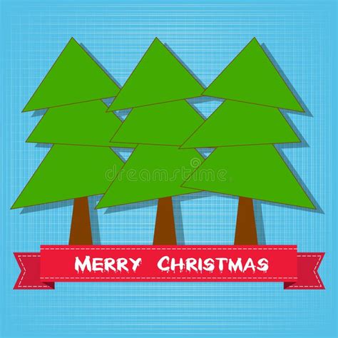 Vintage Christmas Card With Tree And Ornaments Stock Vector