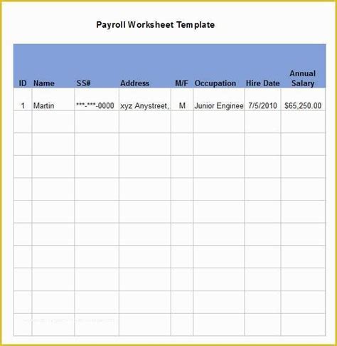 Free Payroll Template Of 5 Payroll Worksheet Templates Free Excel