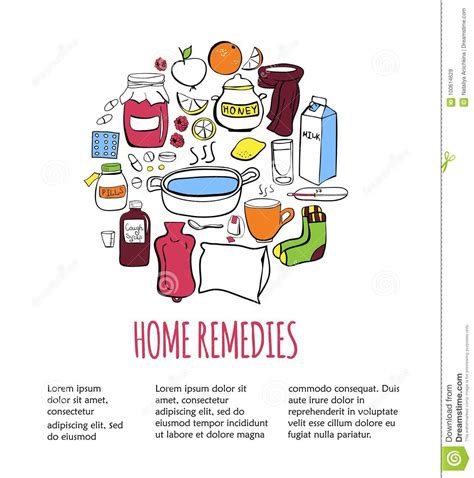 Vector Illustration Home Remedies With Doodle Objects Stock Vector