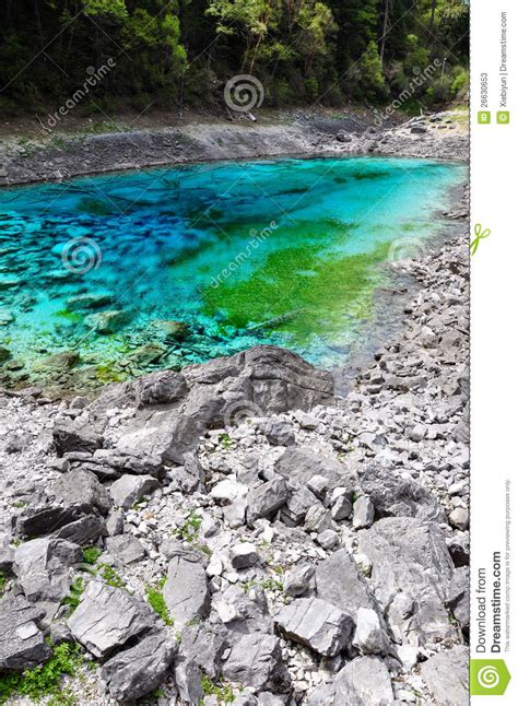 Five Color Pond At Jiuzhaigou Sichuan China Stock Image Image Of
