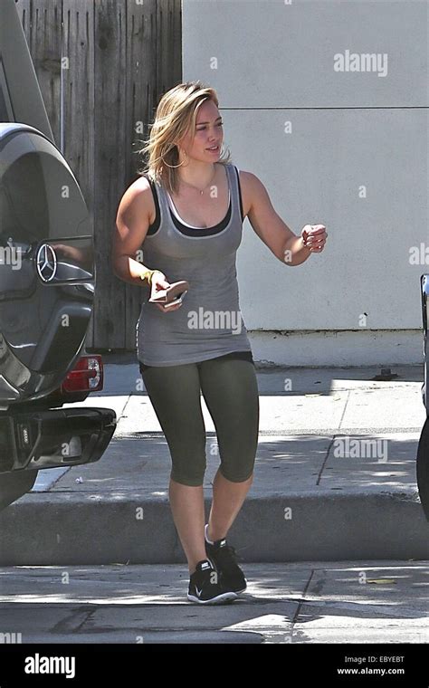 Hilary Duff Leaves Gym And Looks Buff And Toned From Exercising