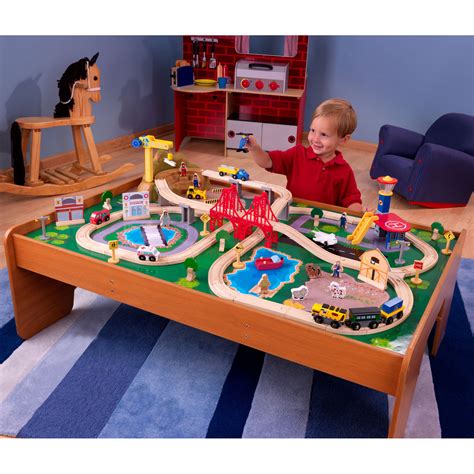 Wooden train set for boys & girls #6. KidKraft Ride Around Town Train Table and Train Set ...