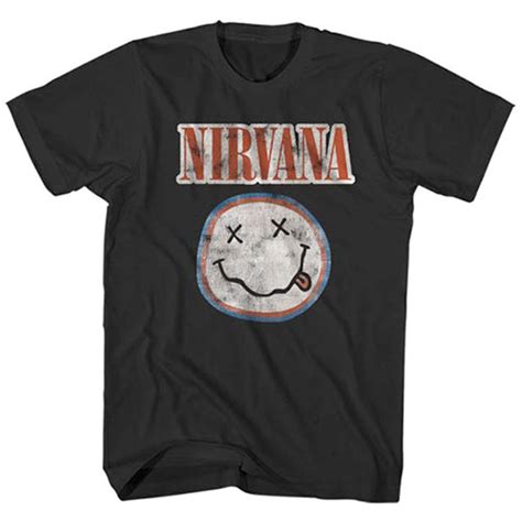 Nirvana Kurt Cobain Distressed Logo Black T Shirt Burning Airlines