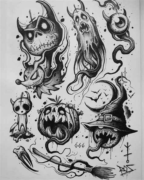 Creepy Halloween Tattoo Dark Art Tattoo Spooky Tattoos Tattoo Art
