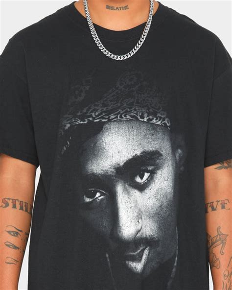 Mens Tupac Bandana Short Sleeve T Shirt Black Culture Kings