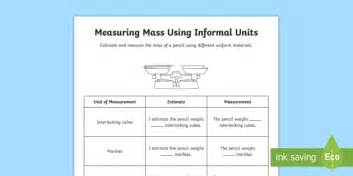 Measuring Mass Using Informal Units Worksheet Worksheets