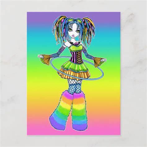 Luxie Rainbow Cyber Goth Hula Hoop Fae Postcard Zazzle
