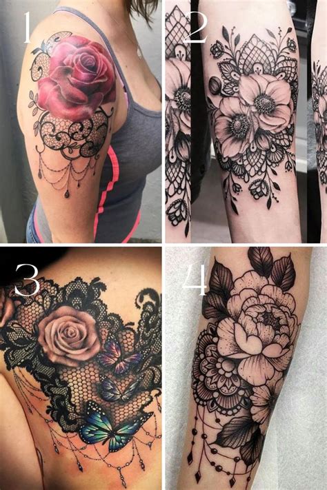 Delicate Flower And Lace Tattoo Designs Ideas Tattooglee Lace Sleeve Tattoos Lace Flower