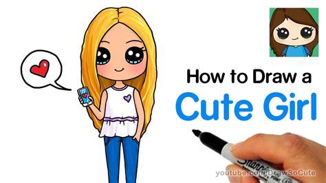 This tutorial shows the sketching and drawing steps from start to finish. How to Draw a Cute Girl Holding a Cell Phone Easy - YouTube