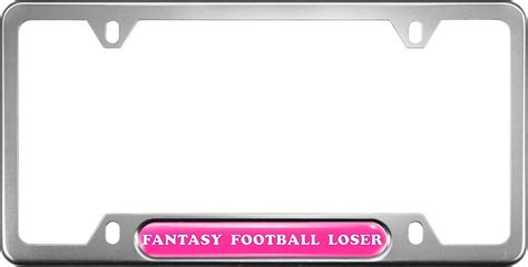 Fantasy Football Loser Anodized Aluminum License Plate Frame With Clear Dome Silver