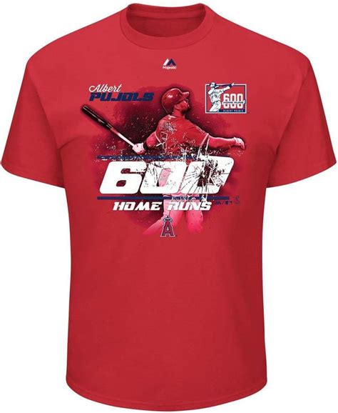S Albert Pujols Red Los Angeles Angels 600 Home Runs Photo T Shirt