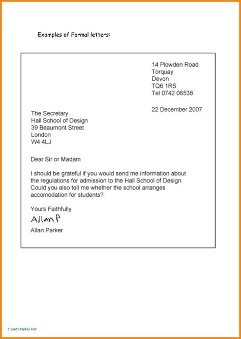 The example letter below shows you a general format for a formal or business letter. New Letter format O Level English | Formal business letter ...