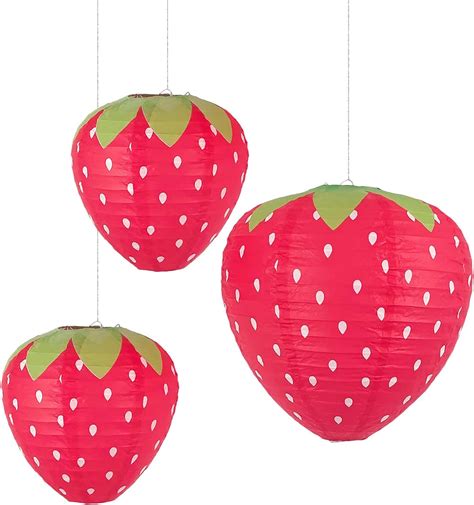 Strawberry Paper Lanterns 3pcs Strawberry Decorations