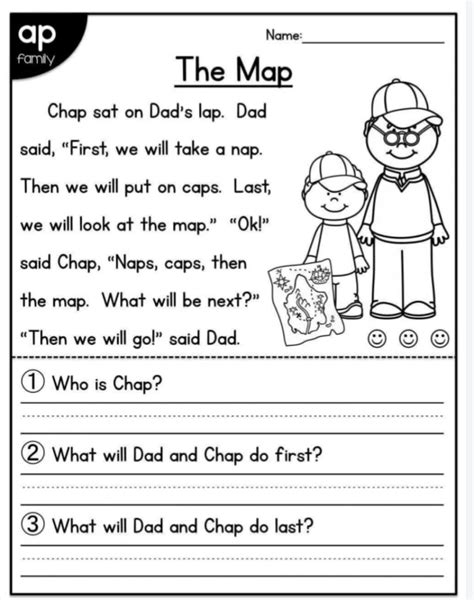 Reading Comprehension Worksheets Kindergarten Pdf Printable
