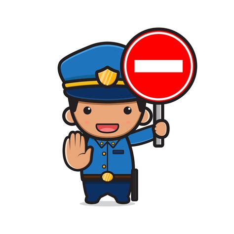 cute police holding stop sign cartoon icon illustration 3124802 vector art at vecteezy