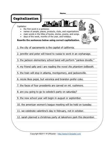 Capitalization Worksheets Students And Activities