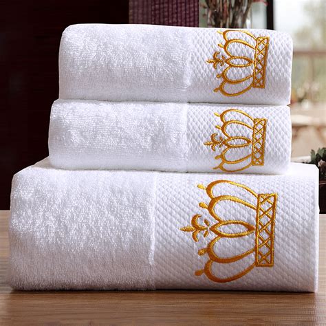 Searching for a towel set that will cater to your hands, face, and body? 5 Star Hotel Luxury Embroidery White Bath Towel Set 100% ...