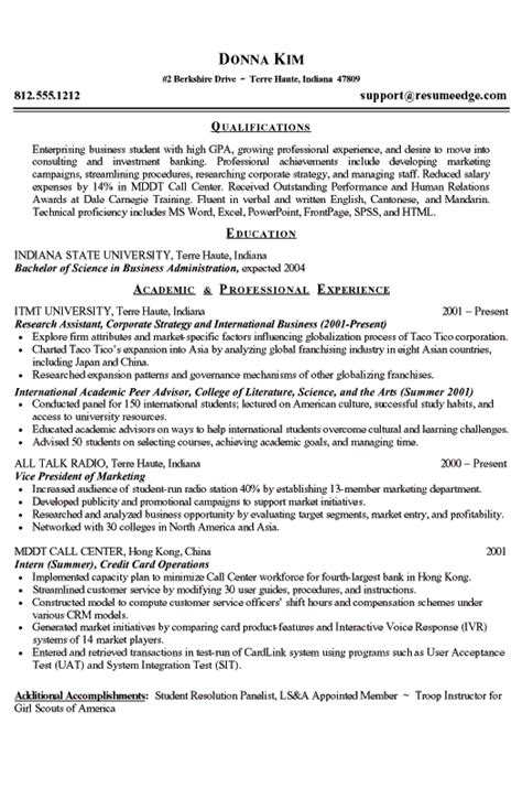 college student resume  business  marketing