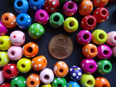 10mm Dyed Wooden Round Beads Mixed Variety Multicolor Bright
