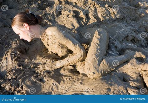 Beautiful Girl Struggling In The Mud Stock Image Image Of Dirty