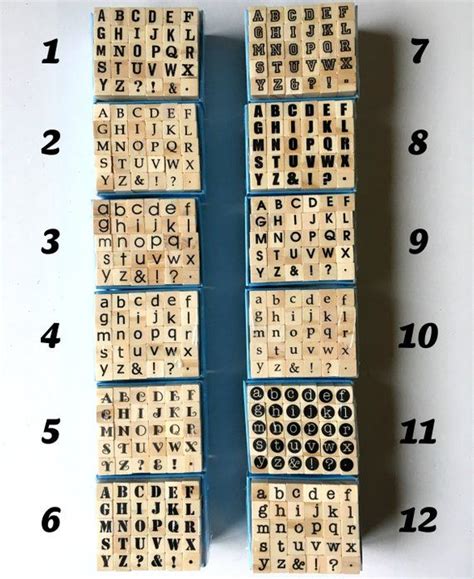 Mini Alphabet Rubber Stamp Set Alphabet Stamps Wood Mounted Craft