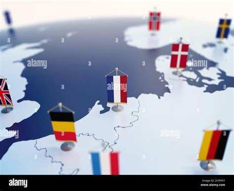 Flag Of Netherlands In Focus Among Other European Countries Flags