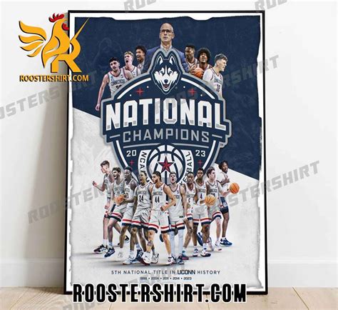 Uconn Mens Basketball 2023 National Champions Poster Canvas Roostershirt