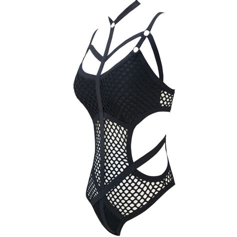 black sheer knit net mesh sexy women swimwear one piece swimsuit female bather bathing suit swim