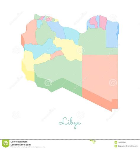 Libya Region Map Colorful Isometric Top View Stock Vector