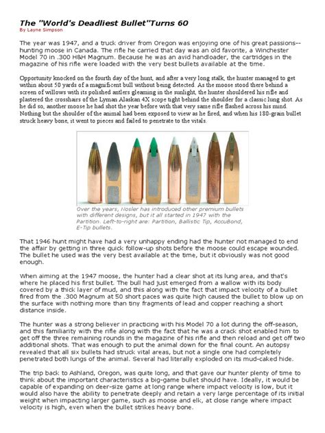 The Worlds Deadliest Bullet Turns 60 Pdf Bullet Big Game Hunting