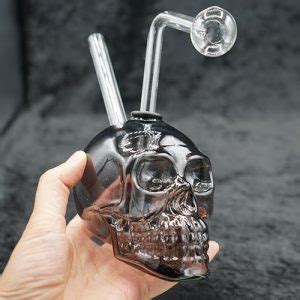 Glass Skull Oil Burner Bubbler Black Inches Ssmokeshop