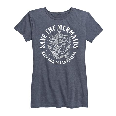 Instant Message Save The Mermaids Womens Short Sleeve Graphic T