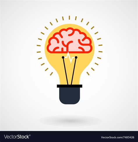 Brain In Light Bulb Idea Icon Royalty Free Vector Image