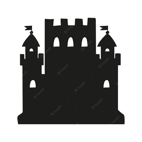 Premium Vector Fairytale Castle Black Silhouette Design Element