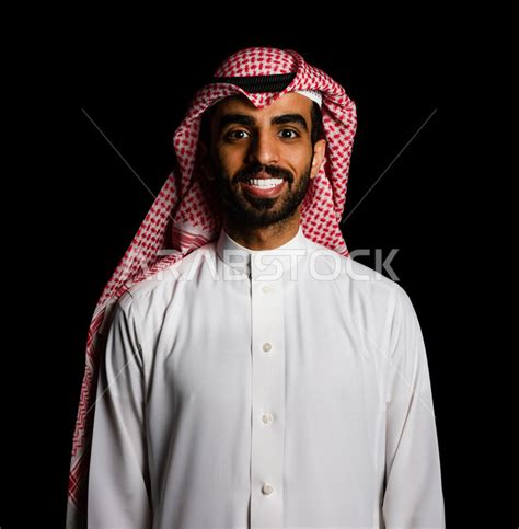 Portrait Of A Saudi Arabian Gulf Man Wearing The Saudi Thobe And Shemagh Standing Straight